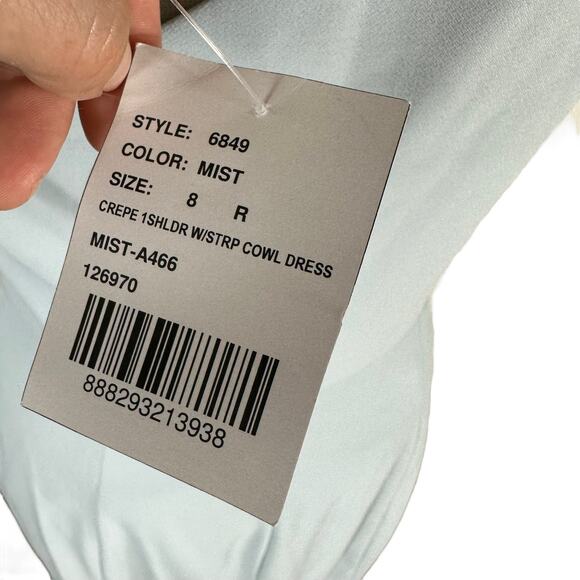 AFTER SIX 6849 One-Shoulder Draped Cowl-Neck Maxi Dress Mist Light Blue Size 8 - Picture 5 of 8